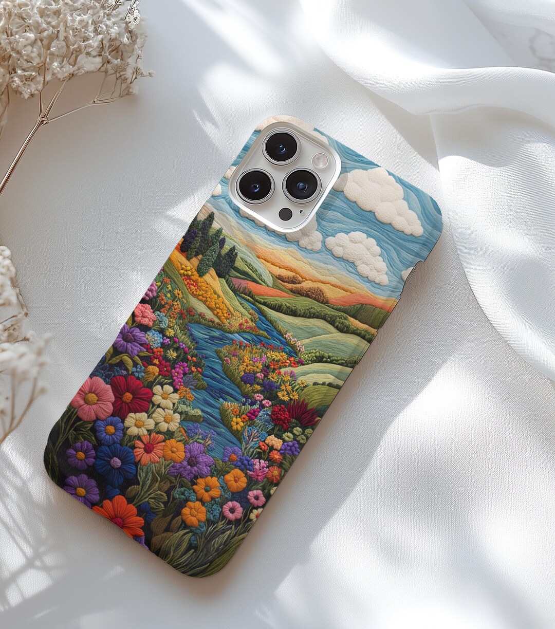 Spring Phone Cases Faux Embroidered Wildflower, Floral Spring Design,phone Cover for ...