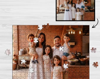 Personalized Cartoon Photo Puzzle – Custom Jigsaw 252 Pieces Puzzle from Your Picture – Gift for Couples, Families & Friends