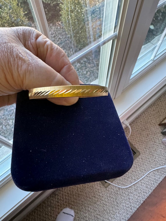 Vintage Monet S gold tone bangle bracelet with br… - image 1