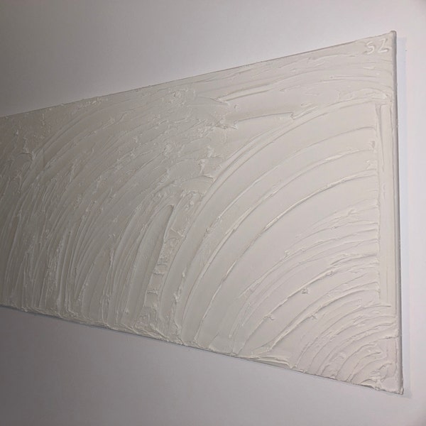 Toile Peinture 120x40cm blanc Texture Abstrait