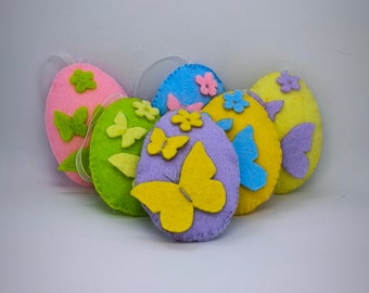 Uova di Pasqua in feltro uniche fatte a mano - Artigianali, decorative e colorate - Perfette per l'arredamento primaverile