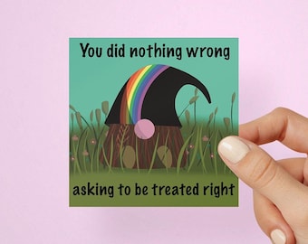 Rainbow Hat Gnome Sticker: Positive Affirmation Vinyl Decal