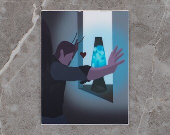 Mothman Longs for the Lamp vinyl stickers, original art, paranormal sticker, cryptid sticker