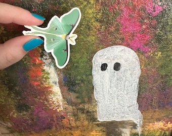 Luna Moth Vinyl Sticker, original art