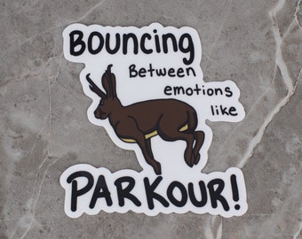 Emotional Jackalope Parkour Vinyl Sticker