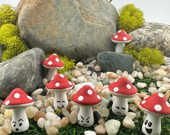 Hand Painted SMALL Wood Mushroom Friends, original art