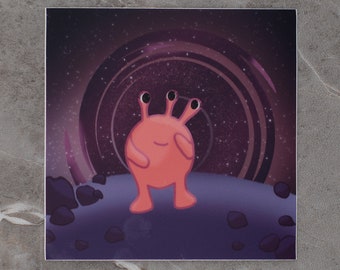Friendly Alien Vinyl Sticker: Original Art