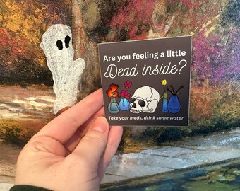 Skull & Flowers Vinyl Sticker: take your meds