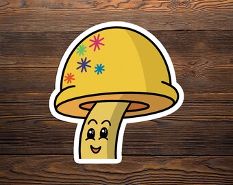 Francis the Happy Yellow Mushroom Sticker,  cryptid, paranormal, original art