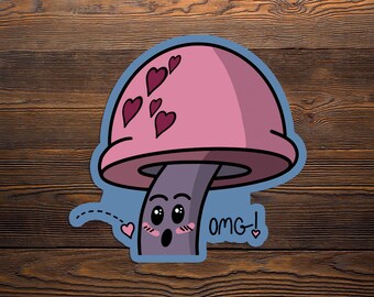 Charlie The Mushroom In Love vinyl sticker,  cryptid, paranormal, original art