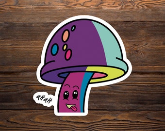 Carmine the Laughing Psychedelic Mushroom Vinyl Sticker 3x3inches, cryptid, paranormal, original art