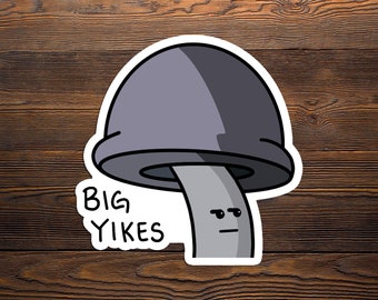 Miles the Judgmental Mushroom vinyl 3x3 inch sticker, cryptid, paranormal, original art