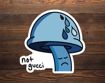 Henry the sad mushroom 3x3 inch vinyl sticker, cryptid, paranormal, original art