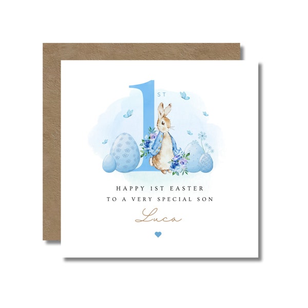 First Easter Card For Baby Boy - 1st Easter Card - On Your First Easter Card - Easter Card for Son - Grandson - Nephew - Peter Rabbit