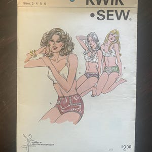 Kwik Sew 1005 Cartamodello per mutandine vintage in lingerie, non tagliate e piegate in fabbrica