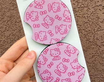 Dessous de verre roses en forme de chaton | Ensemble de porte-gobelets absorbants en néoprène