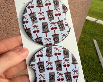 7 posavasos para coche con diseño de cerveza, juego de 2 portavasos de neopreno absorbente