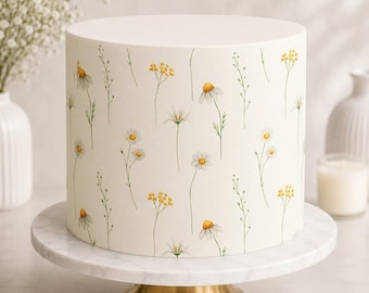 Wildflower Daisy Edible Cake Ribbon – Summer Floral Wrap -Icing or Wafer sheet
