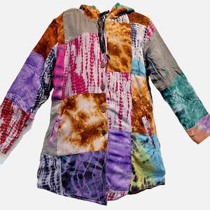 Nwt SACRED THREADS pocket patch rayon fleeced hooded jacket coat TOP L