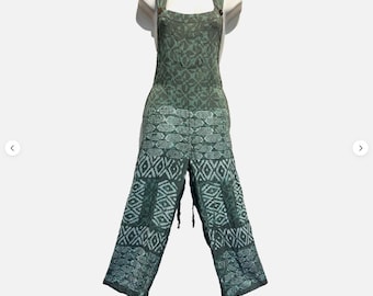 Nwt SACRED THREADS tie dye hippie rayon capri overalls romper jumpsuit JUMPER M