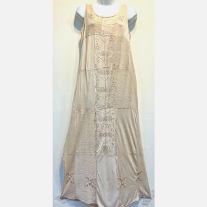 Nwt FUNKTY STUFF patch boho hippy embroidered cotton knit tank DRESS M