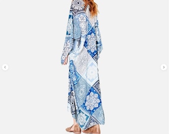 Nwt FUNKY STUFF bohemian gypsy hippy open front viscose top jacket cardigan coverup fits XL