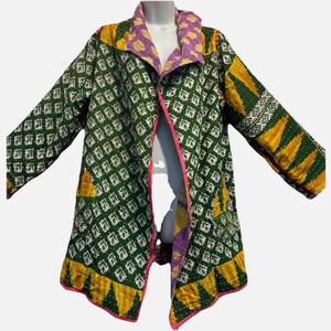 Nwt FUNKY STUFF hippy quilted vintage cotton kantha reversible jacket coat top XL