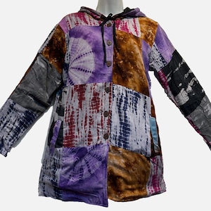 Nwt SACRED THREADS pocket patch rayon fleeced hooded jacket coat TOP S/M