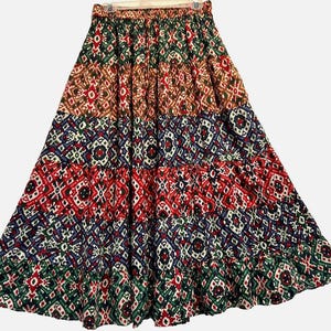 Nwt SACRED THREADS boho funky hippie patola tiered rayon maxi skirt L
