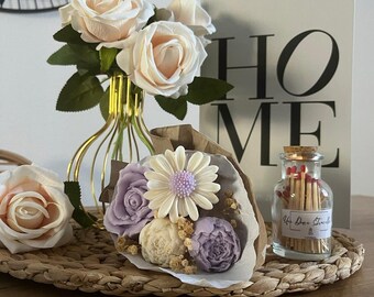 Bouquet de bougies/ Cadeau fête des mères/ bouquet de fleurs/ bougie fleur/bougie parfumée/ bougie fleurie/bougie personnalisée