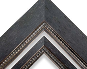 Cornice per foto in legno nero antico con bordo decorativo - DIMENSIONI PERSONALIZZATE