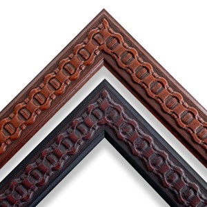 Carved Ornate Chain Link Picture Frame For Wall Art, Office, Wedding, Gift, Photos - CUSTOM WOOD FRAME 4x6 5x7 8x10 9x12 11x14 16x20 18x24
