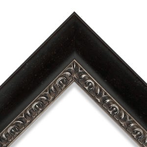 Distressed Black with Ornate Lip Picture Frame For Art, Office, Wedding, Gift, Photos- CUSTOM WOOD FRAME 4x6 5x7 8x10 9x12 11x14 16x20 18x24