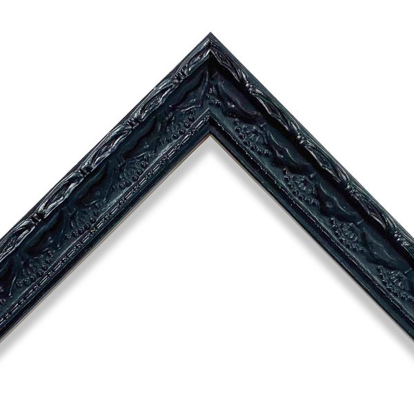 3/4" Ornate Black Wood Picture Frame - CUSTOM SIZES