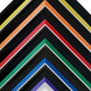 Modern Black Picture Frame Colored Edge For Wall Art, Office, Wedding, Gift, Photos - CUSTOM WOOD FRAME 4x6 5x7 8x10 9x12 11x14 16x20 18x24