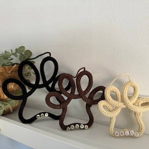 Knitted Wire Pet Paw Decor, Pet Memorial Ornament, Personalised Dog Decoration, Rainbow Bridge Gift, Dog l Cat Gift, Custom Pet Bauble