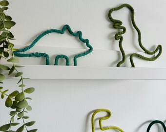 Dinosaur Wall Decor, Nursery Dinosaur Wall Decor, Knitted Wire Decor, Dinosaur Wall Art, Kids Bedroom Dinosaur Decor, Boho Dinosaur Decor