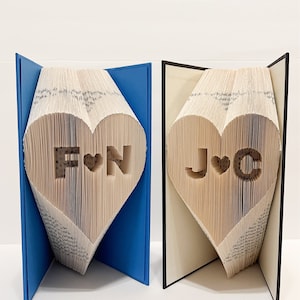 Personalized Initials Folded Book Art / Book Origami Gift for First Anniversary, Wedding, Engagement or other Special Occasion