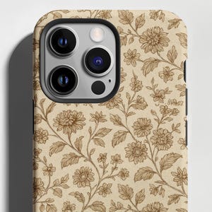 Vintage Toile Floral Phone Case: Botanical iPhone & Galaxy Cover