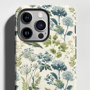 Vintage Botanical Phone Case: Hydrangea Floral iPhone, Galaxy, Pixel