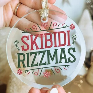 Skibidi Rizzmas Glass Ornament - Funny Meme Christmas Decor - Trendy Holiday Gift for 2025