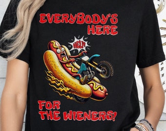 Funny Hot Dog Biker T-Shirt: Sarcastic Food Humor Tee