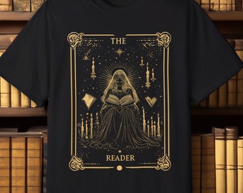 The Reader Tarot Karten T-Shirt: Gothic Witchy Buchliebhaber T-Shirt