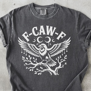 Gothic Raven T-Shirt: Moon Phases, Bird Wings Art
