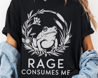 Rage Consumes Me T-Shirt, Funny Frog Meme Shirt, Nature Lover Tee, Unique Vintage Gift
