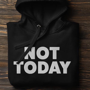 Not Today Hoodie, Funny Embroidered Sweatshirt, Unisex Pullover, Sarcastic Hoodie, Gift for Him or Her