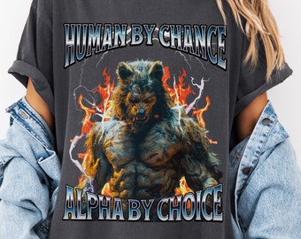 Funny Wolf Meme T-Shirt: Alpha Graphic, Vintage 90s Style