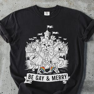 Gay Knights Kissing T-Shirt: LGBTQ+ Medieval Romance, Pride Tee