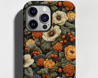 Autumn Floral iPhone Case, Vintage Botanical Fall Flowers