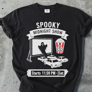 Spooky Midnight Show T-Shirt: Retro Drive-In Movie, Halloween Tee